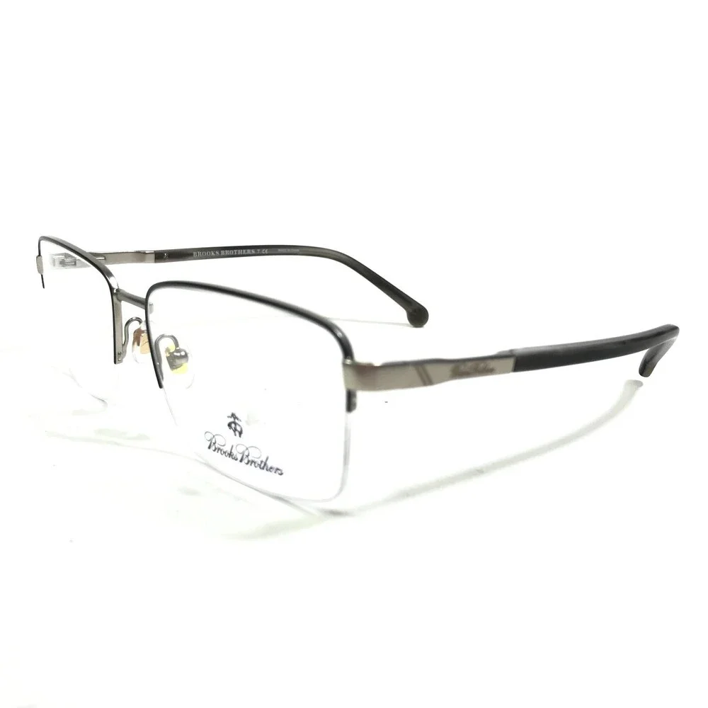 Brooks Brothers Eyeglasses Frames BB1044 1002 Gray Square Half Rim 56-17-145